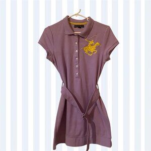 Beverly Hills Polo Club Lavender Polo T-Shirt Dress Embroidered Size Large